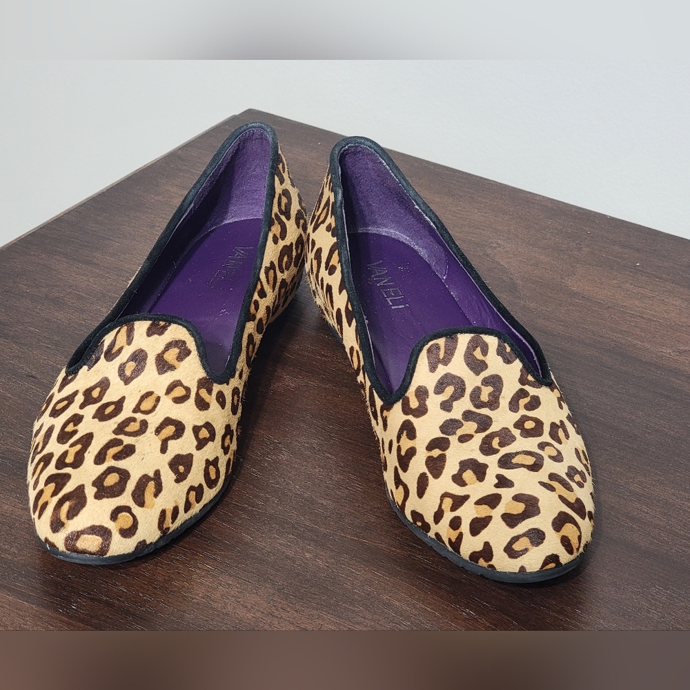 Vaneli Pilar Camel Dino Haircalf/Black Suede Loafers Size 8N - Picture 7 of 9